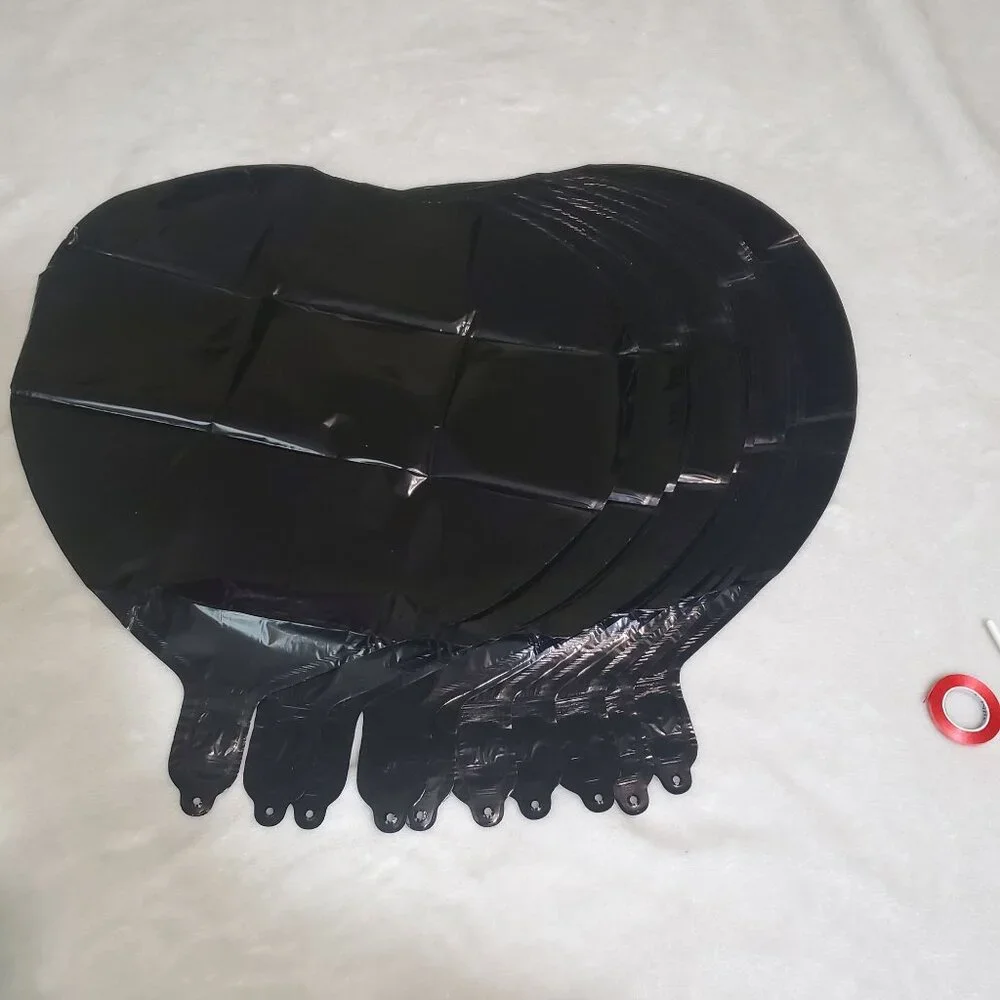Valentine's decoration bundle of 10 black color foil‎ heart shape ballons love